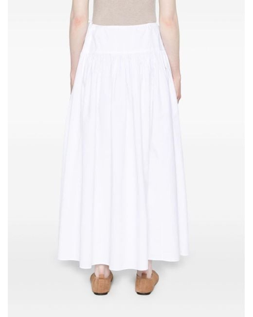 THE ROW 2024SS leddie skirt ホワイト XS The Row Leddie gathered cotton midi skirt The Row