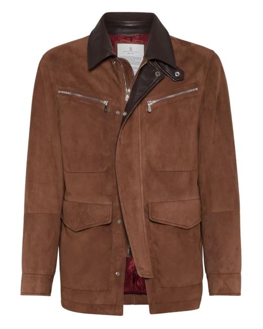 Brunello Cucinelli Brown Suede Jacket for men