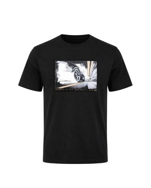 Boss Black Graphic-Print Crew-Neck T-Shirt for men
