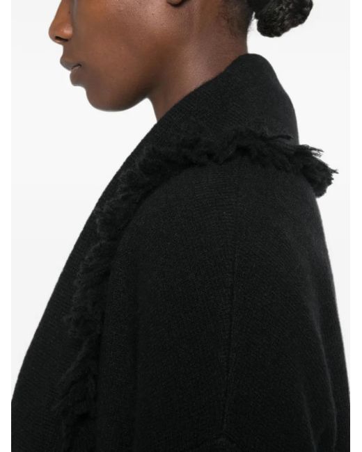 Alanui Black Fringe-Trim Belted Cardigan