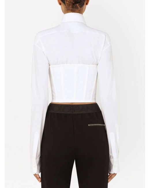 Dolce & Gabbana White Corset-Style Shirt
