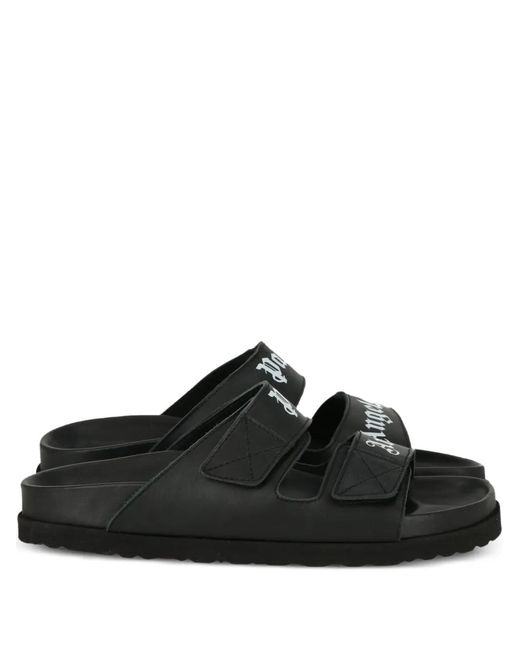 Palm Angels Black Logo-Strap Sandals