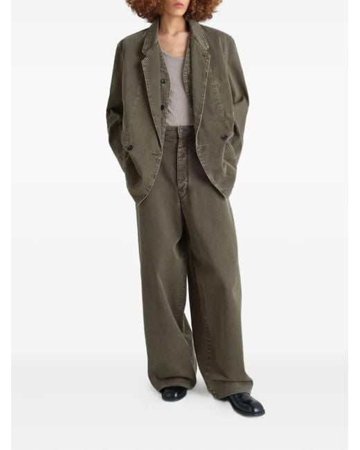Lemaire Green Double-Breasted Patch-Pocket Blazer