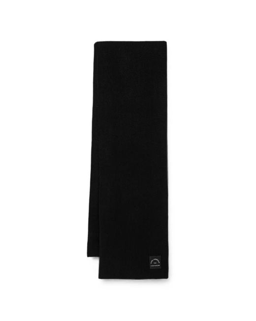 Karl Lagerfeld Black Logo-Patch Ribbed Scarf
