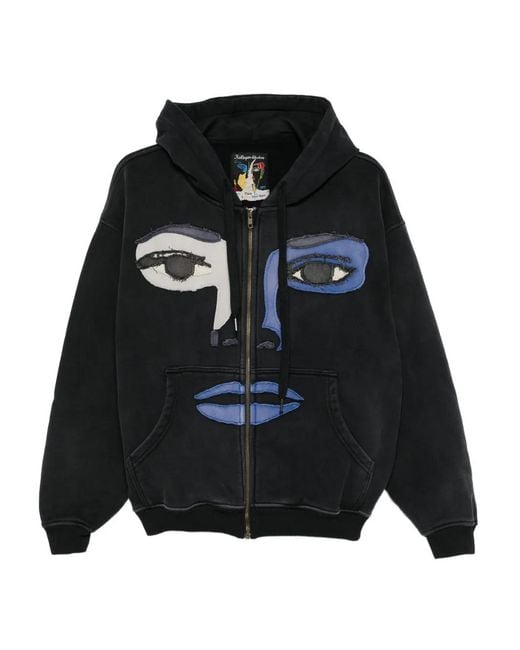 Kidsuper Black Appliqué-Detail Zip-Up Hoodie for men