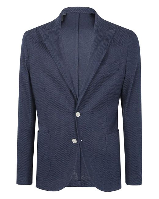 メンズ Barba Napoli シングルジャケット Blue
