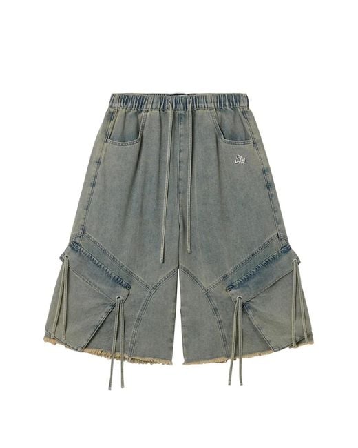 Izzue Gray Short En Soie À Bords Francs