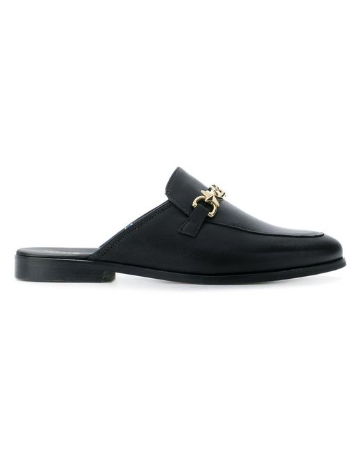 Tommy Hilfiger Leather Gold Chain Loafers in Black | Lyst