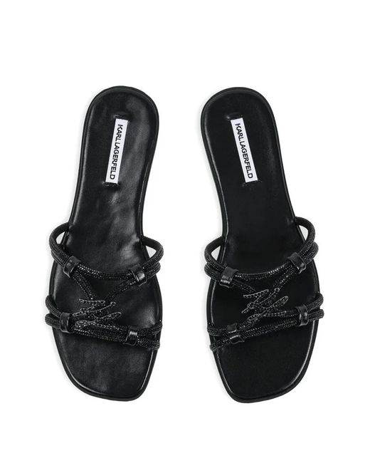 Karl Lagerfeld White Embellished Multi-Strap Sandals