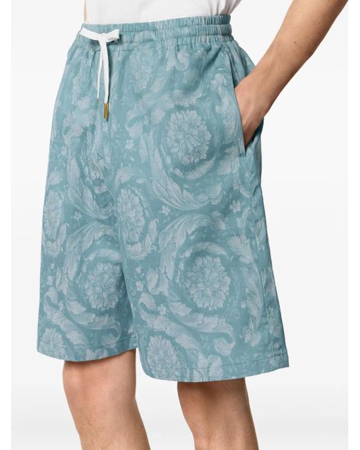 Versace Shorts Met Barocco-Print in het Blue voor heren