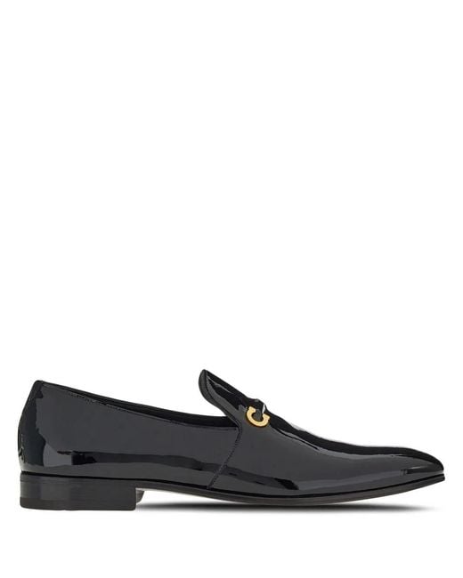 Ferragamo Black Gancini-Ornament Moccasins for men