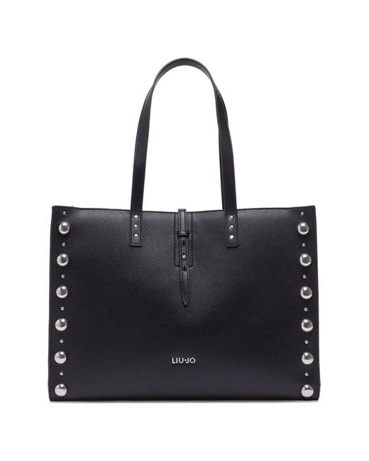 Liu Jo Black Stud-Embellished Tote Bag