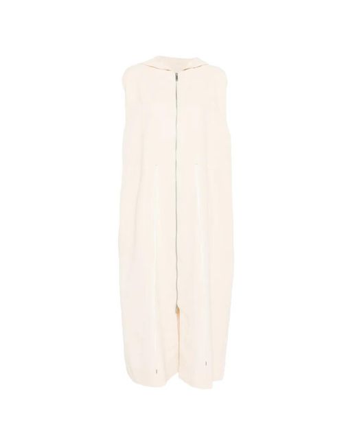 Studio Nicholson White Hooded Zip-Up Maxi Dress
