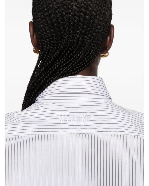 Moschino White Striped Embroidered-Goose Shirt