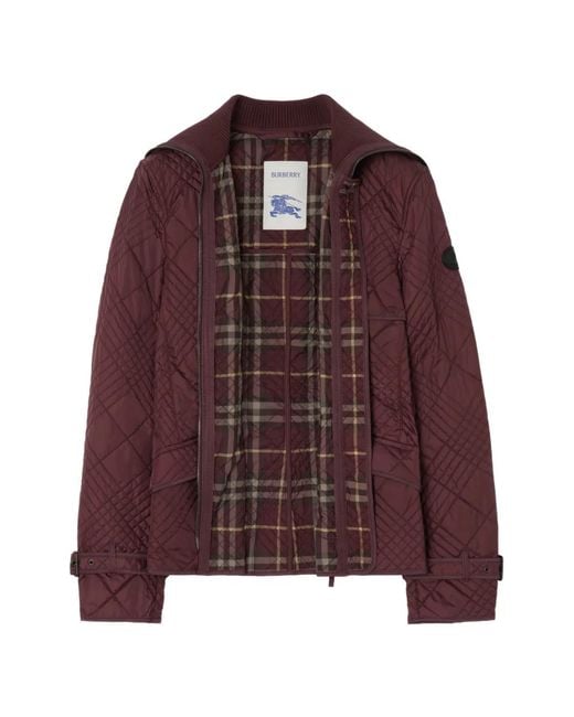 Burberry Purple Micro Check-Stitch Nylon Abbeydale Jacket