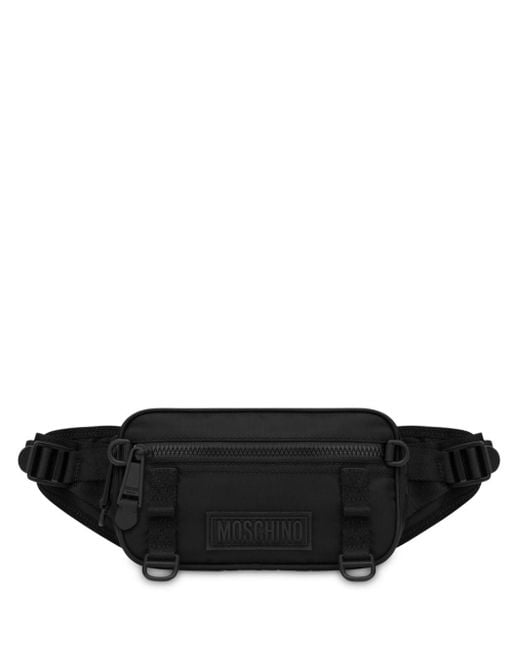 Moschino Black Logo-appliquéd Belt Bag for men