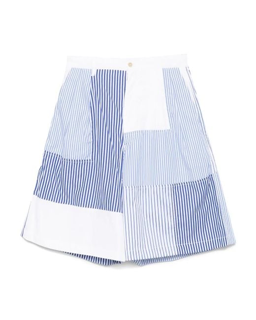 Comme des Garçons Blue Striped Panel Shorts for men