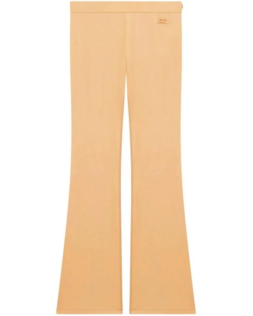 Courreges Natural Embroidered Logo Flared-Leg Trousers