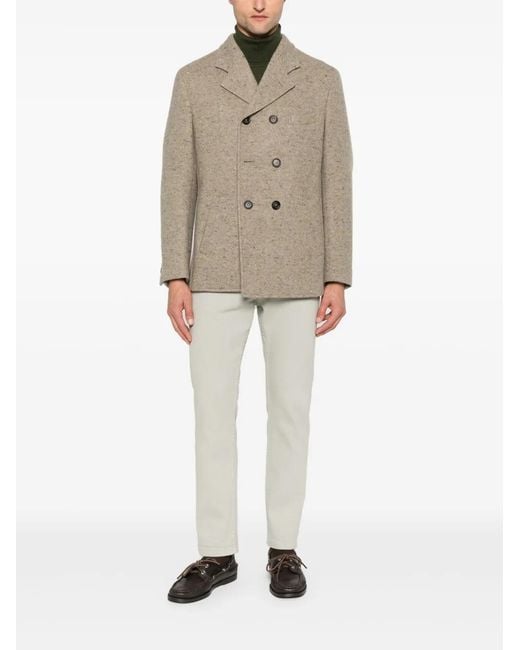 Eleventy Natural Double-Breasted Peacoat for men