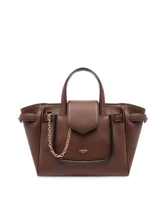 Lancel Brown Small Thea Grained Handbag