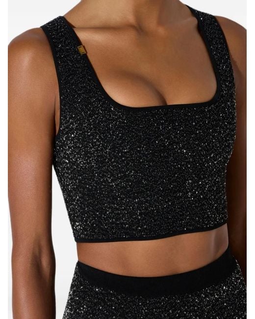 Elisabetta Franchi Black Knit Top With Sequins