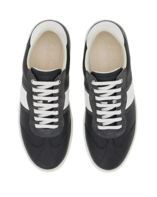Ferragamo Gray Logo-Embossed Leather Sneakers for men