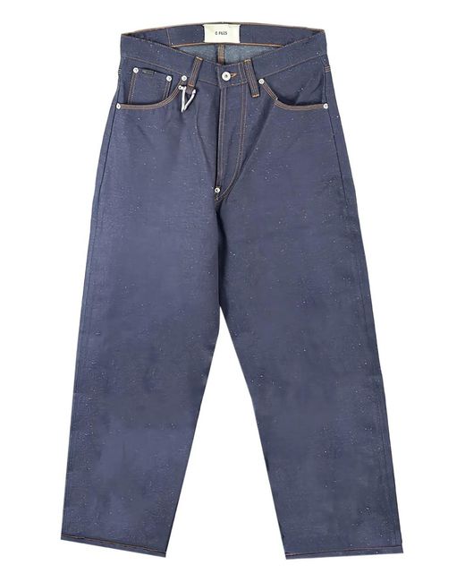 O.FILES Blue Clip-Detail Straight Jeans for men