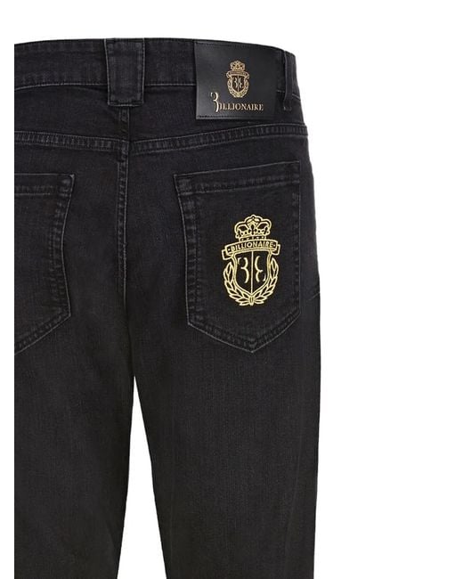 Billionaire Black Jean Slim À Broderies for men