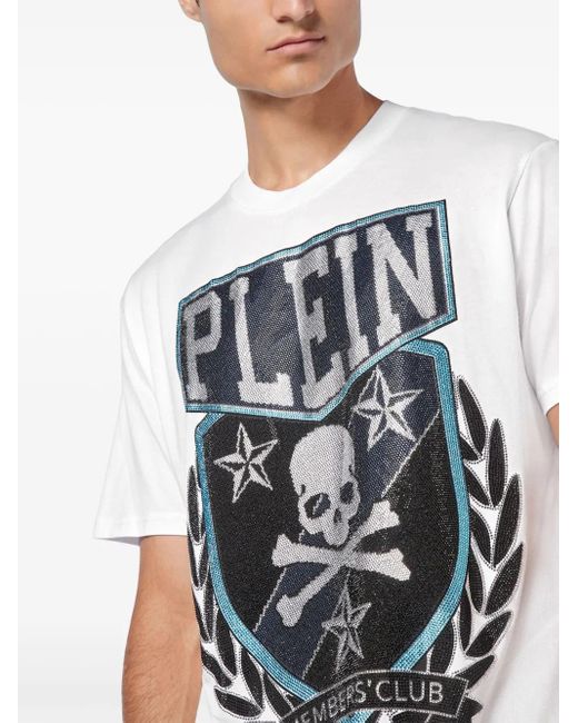 Philipp Plein Gray Patch Skull&Bones T-Shirt for men