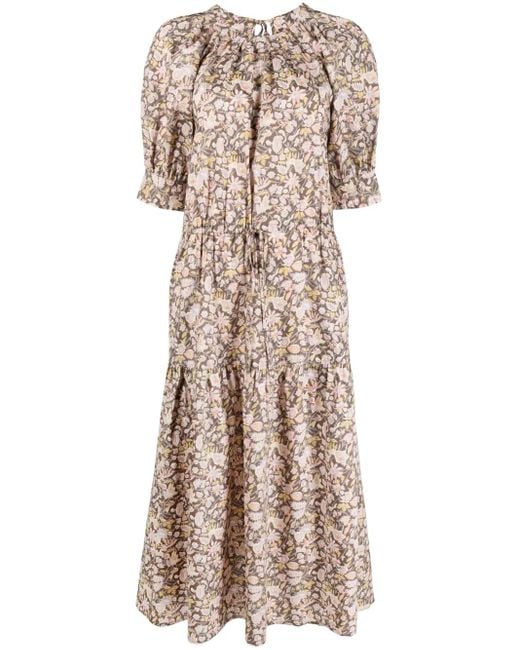 Polo Ralph Lauren Natural Floral-Print Poplin Midi Dres