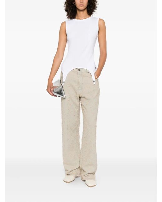 Haikure Natural Frayed-Texture Jeans