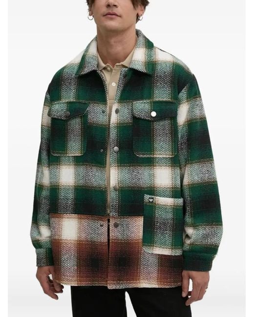 メンズ Desigual チェック シャツジャケット Green