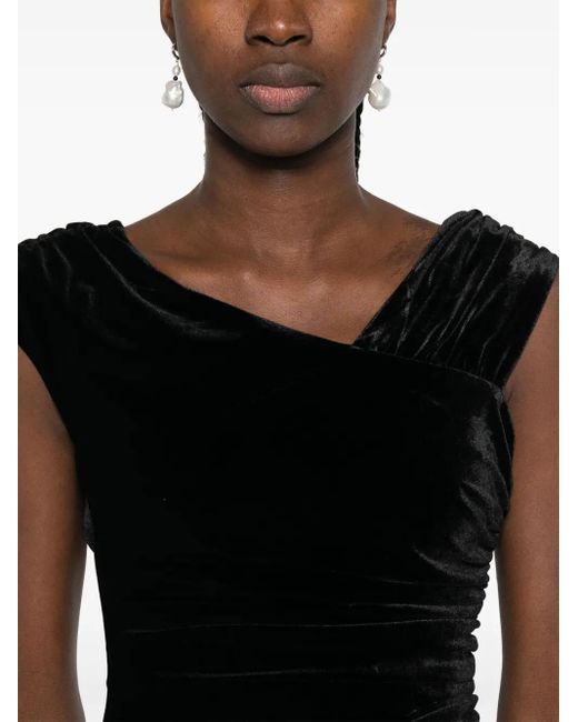 Sir Black Ettore Draped Velvet Dress