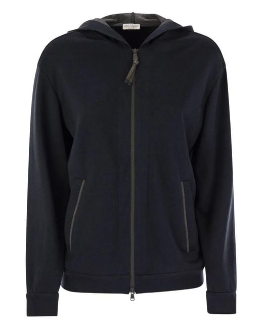 Brunello Cucinelli Black Precious Stripe Hoodie