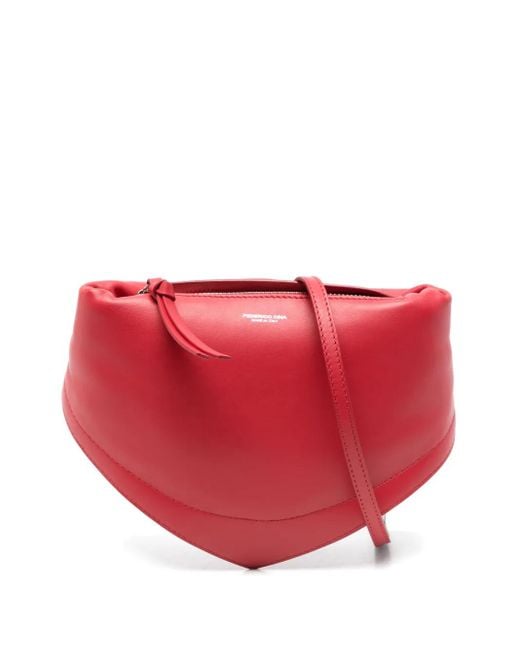FEDERICO CINA Red Leather Shoulder Bag