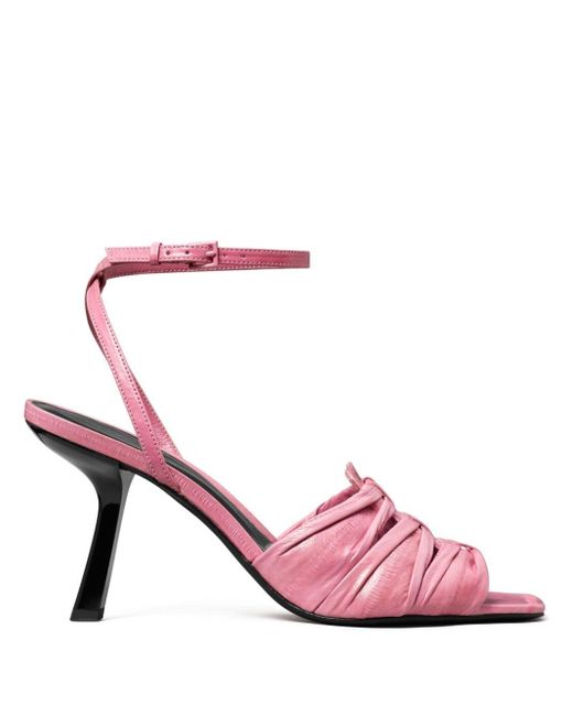 Tory Burch Pink 85mm Ruched Leather Sandals