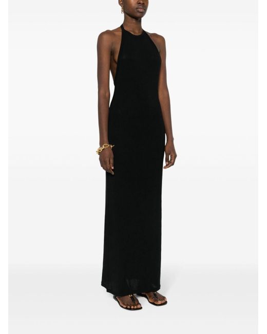 Saint Laurent Maxi-jurk Met Halternek in het Black