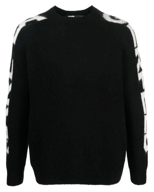 Karl Lagerfeld Intarsia Knit-logo Jumper in Black for Men | Lyst UK