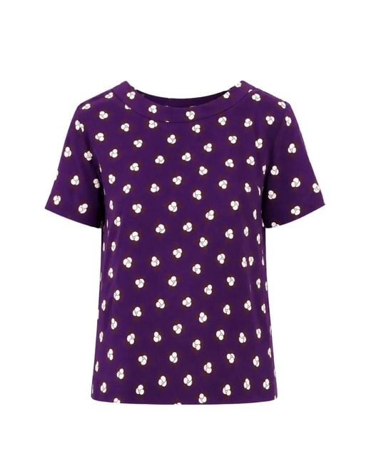 Laura Urbinati Purple Floral-Print Short-Sleeved T-Shirt