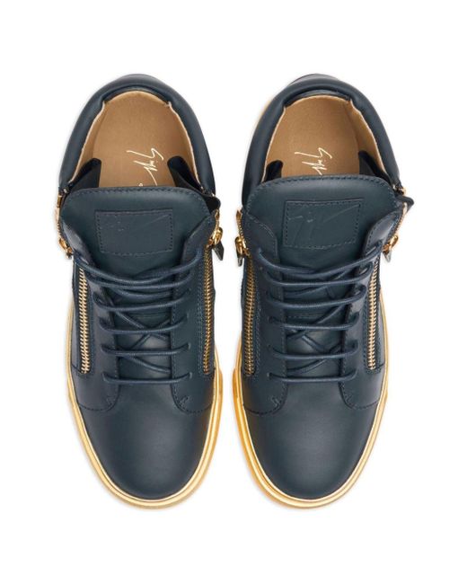 Giuseppe Zanotti Blue Kriss Metallic-sole Leather Sneakers for men