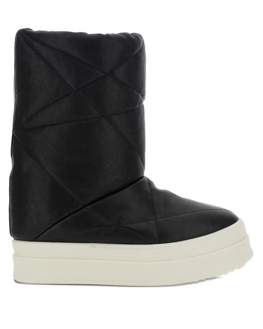 メンズ Rick Owens キルティングレザー ブーツ Black