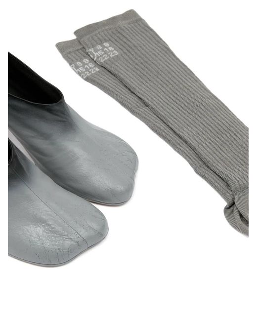 MM6 by Maison Margiela Gray Leather Pumps