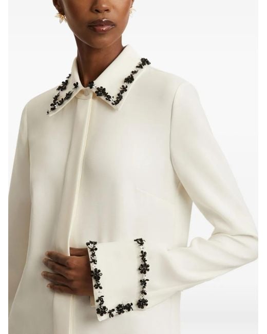 Oscar de la Renta White Hemd Mit Besticktem Kragen