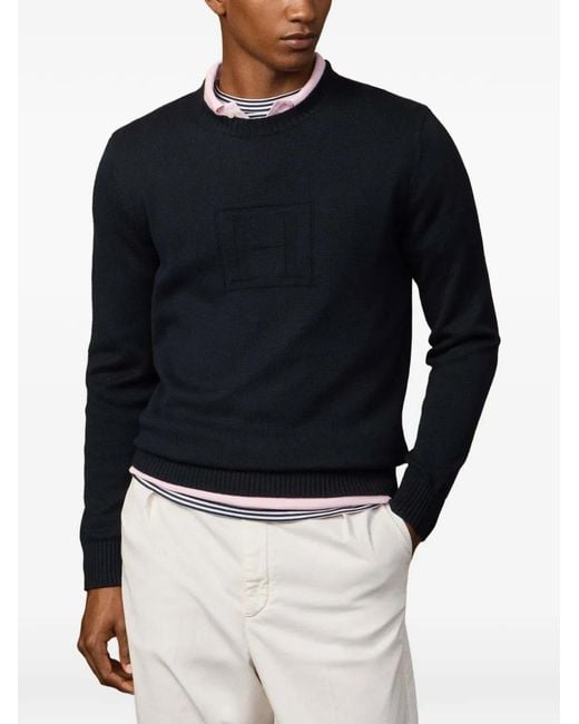 Hackett Blue Heritage-H Crew-Neck Sweater for men