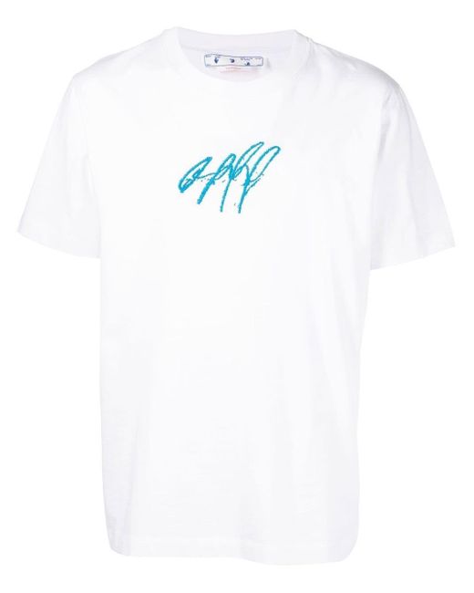 メンズ Off-White c/o Virgil Abloh Bounce Cross Logo-embroidered T-shirt Blue
