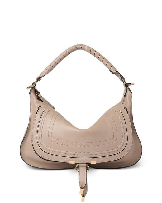 Chloé Natural Small Marcie Leather Shoulder Bag