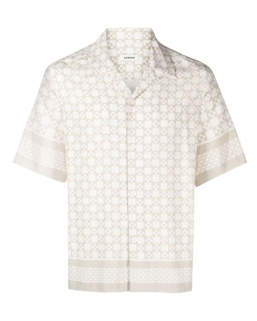 Sandro White Square Cross Shortsleeved Shirt for men
