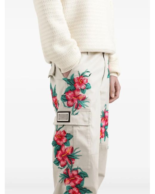 メンズ Dolce & Gabbana フローラル パンツ White