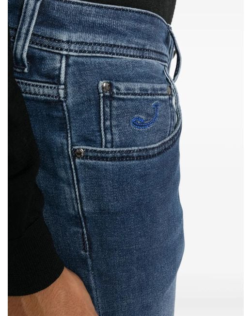 Jacob Cohen Blue Low-Rise Slim-Fit Jeans for men