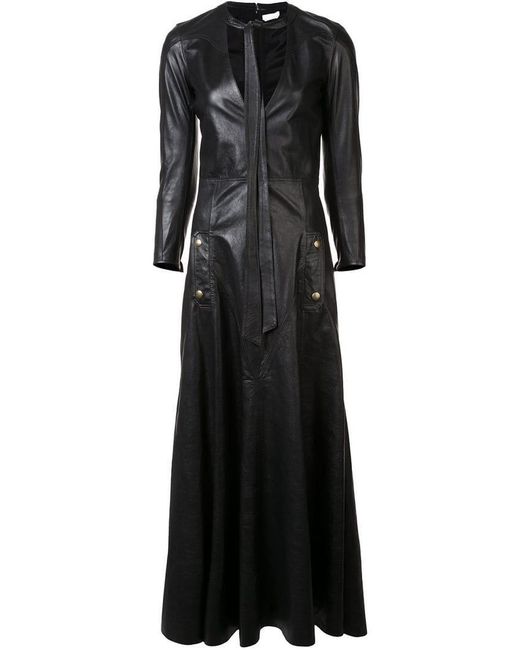 Chloé Black Leather Maxi Dress